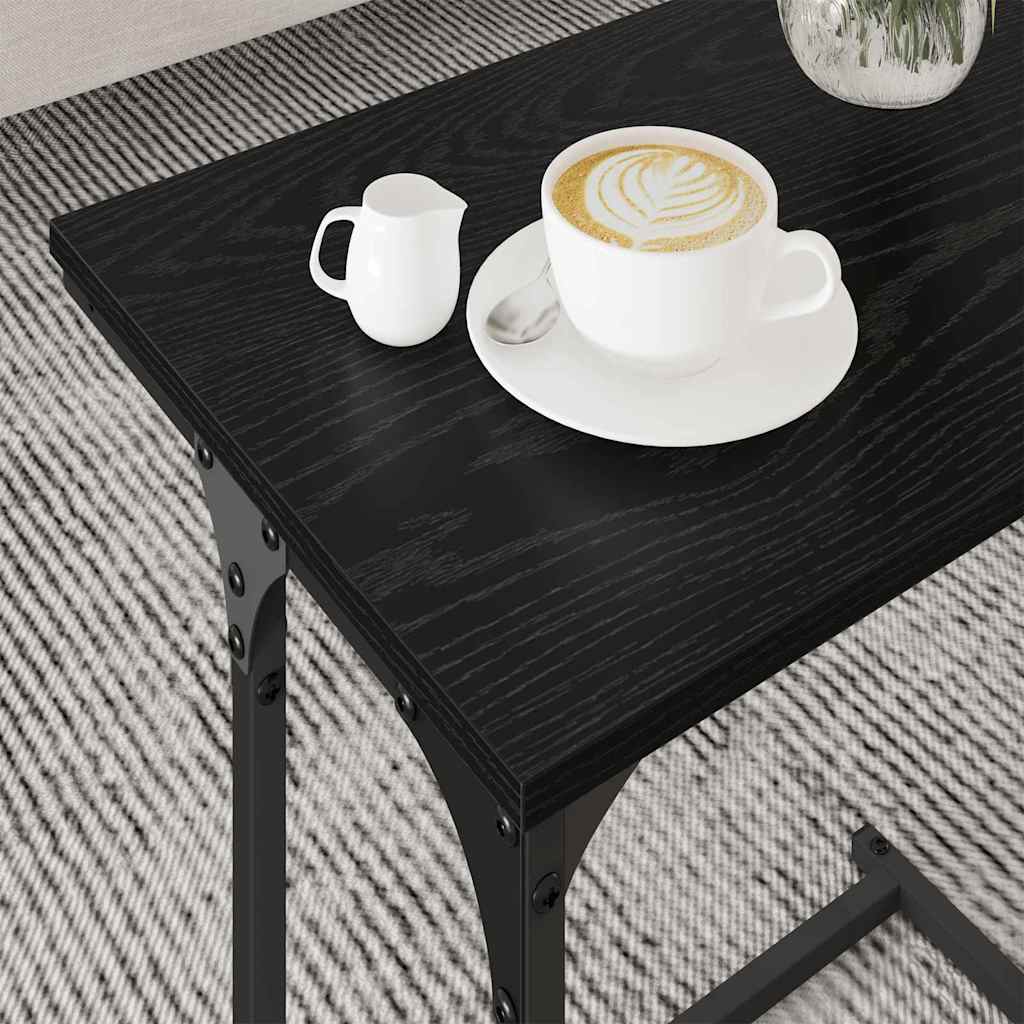 Mesa de Café Empilhável 3 pcs Carvalho preto 50.5 x 35 x 53 cm