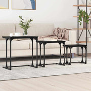 Mesa de Café Empilhável 3 pcs Carvalho preto 50.5 x 35 x 53 cm
