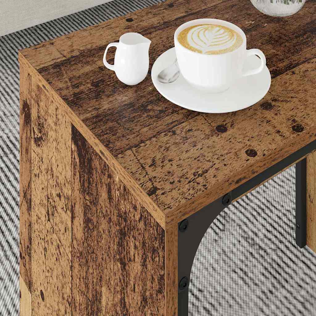 Mesa de Café Empilhável 3 pcs Madeira antiga 60 x 35 x 56 cm