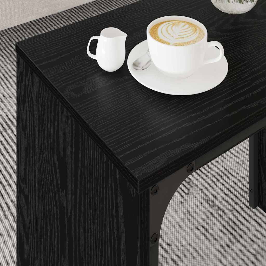 Mesa de Café Empilhável 3 pcs Carvalho preto 60 x 35 x 56 cm