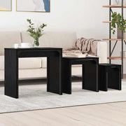 Mesa de Café Empilhável 3 pcs Carvalho preto 60 x 35 x 56 cm