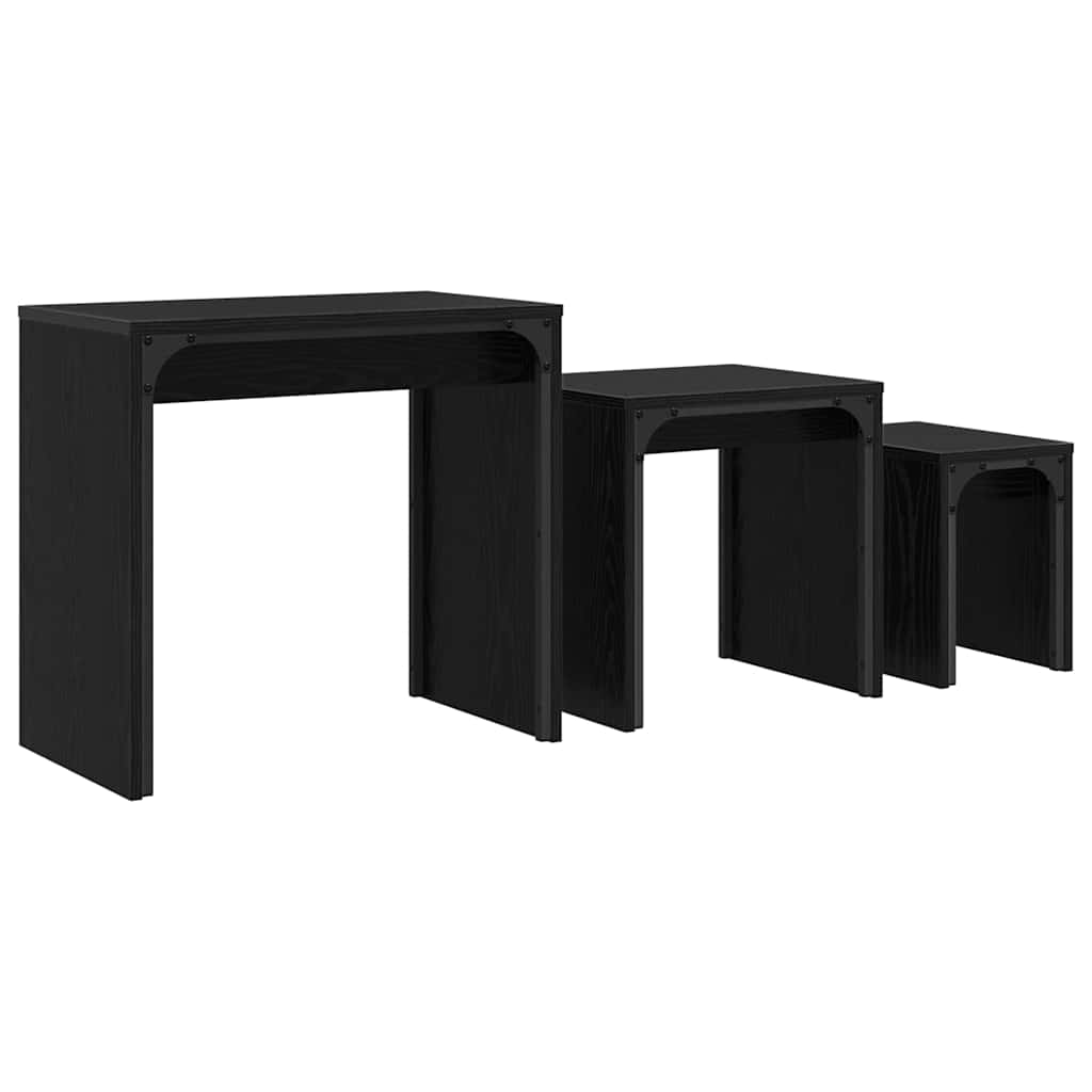 Mesa de Café Empilhável 3 pcs Carvalho preto 60 x 35 x 56 cm