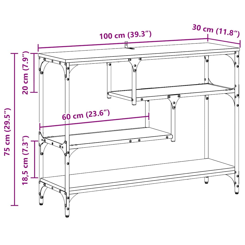 Aparador Carvalho preto 100 x 30 x 75 cm Madeira processada