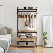 Guarda-roupa com gaveta carvalho artisiano 89 x 39 x 184.5 cm