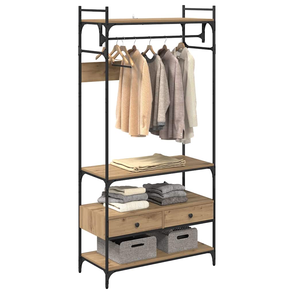 Guarda-roupa com gaveta carvalho artisiano 89 x 39 x 184.5 cm