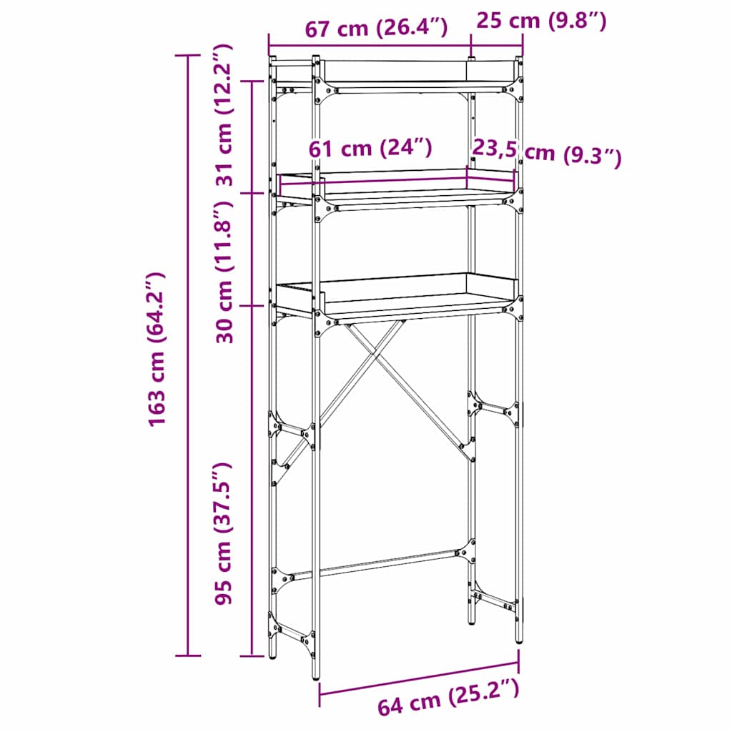 Prateleira para Máquina de Lavar com prateleira Madeira antiga