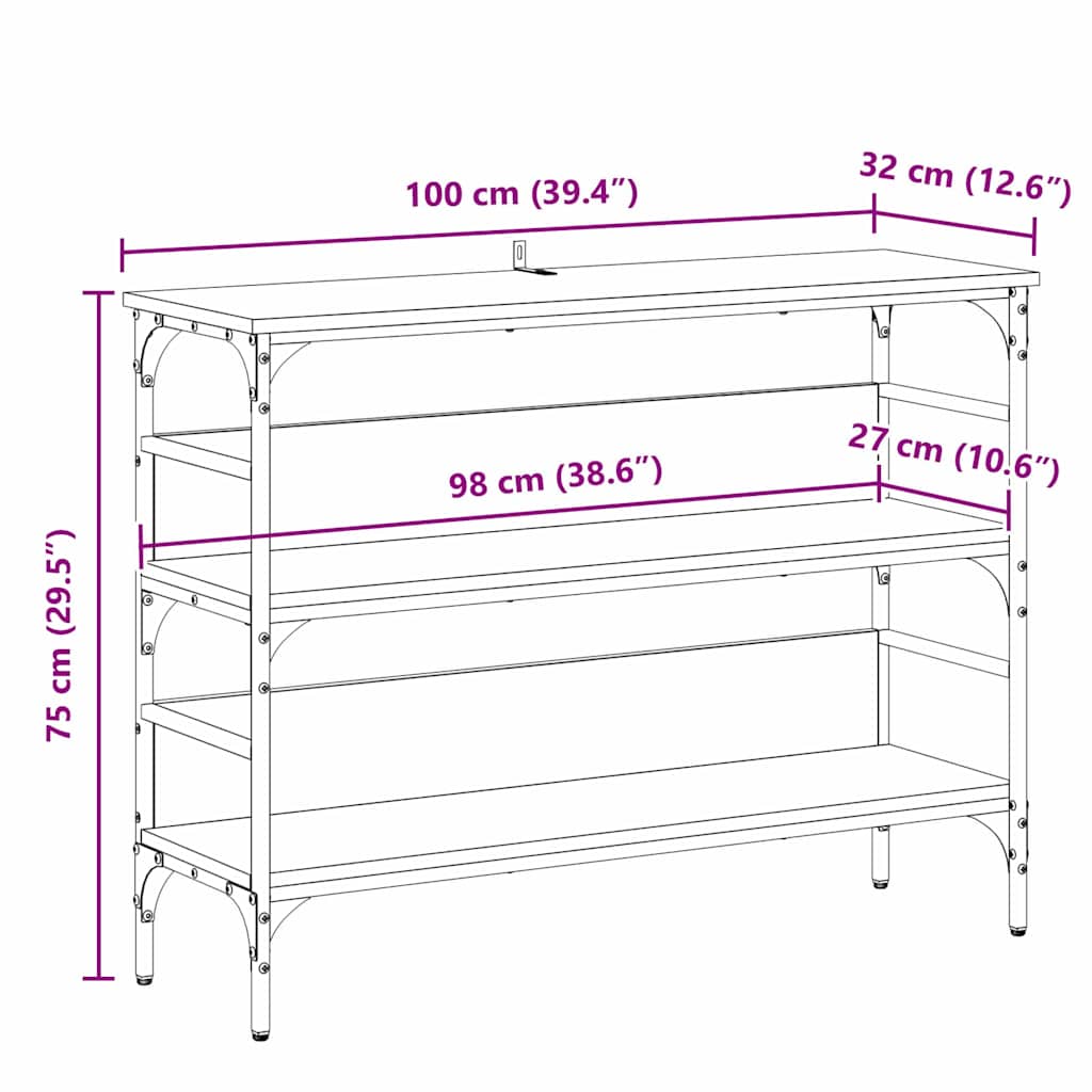 Aparador Carvalho preto 100 x 32 x 75 cm Madeira processada