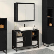 Armário de Espelho para Banheiro Carvalho preto 65 x 20 x 60 cm