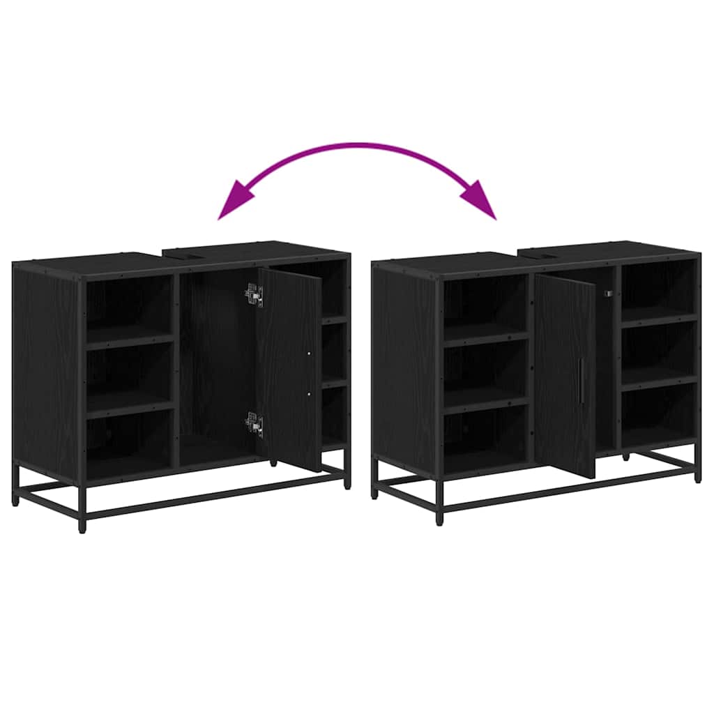 Armário para Pia de Banheiro Carvalho preto 80 x 33 x 60 cm