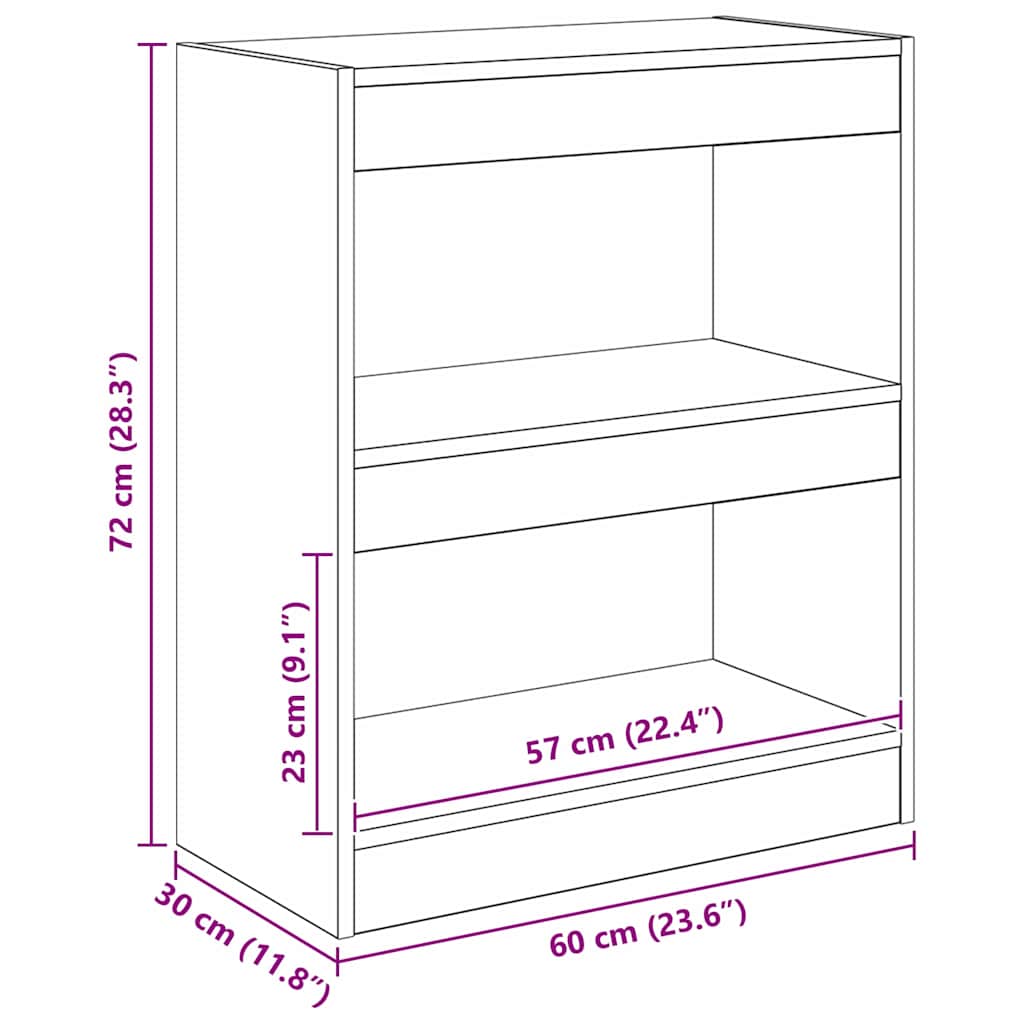 Gabinete de Livros Carvalho preto 60 x 30 x 72 cm