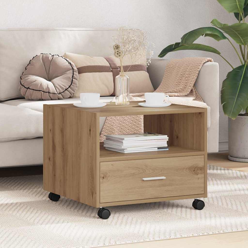 Mesa de centro com gaveta carvalho artisiano 55 x 55 x 45 cm