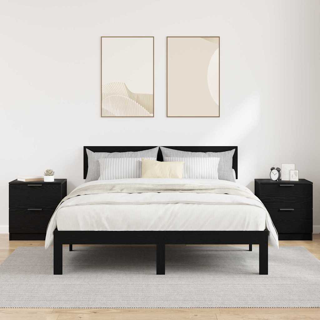 Armário de Cabeceira 2 pcs Carvalho preto 45 x 39 x 50 cm