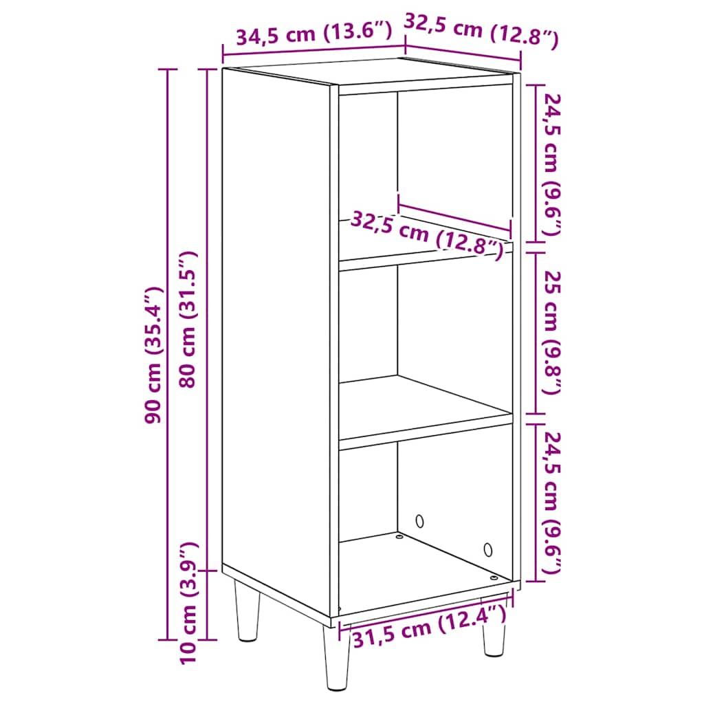 Buffet carvalho artisiano 32,5 x 34,5 x 90 cm