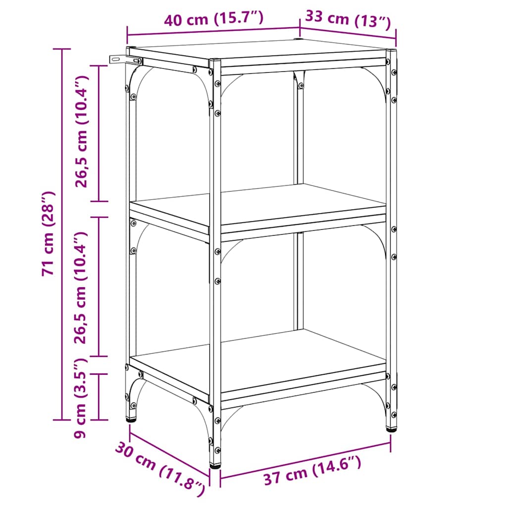 Gabinete de Livros carvalho artisiano 40 x 33 x 70,5 cm