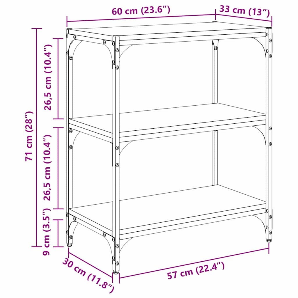 Gabinete de Livros carvalho artisiano 60 x 33 x 70,5 cm