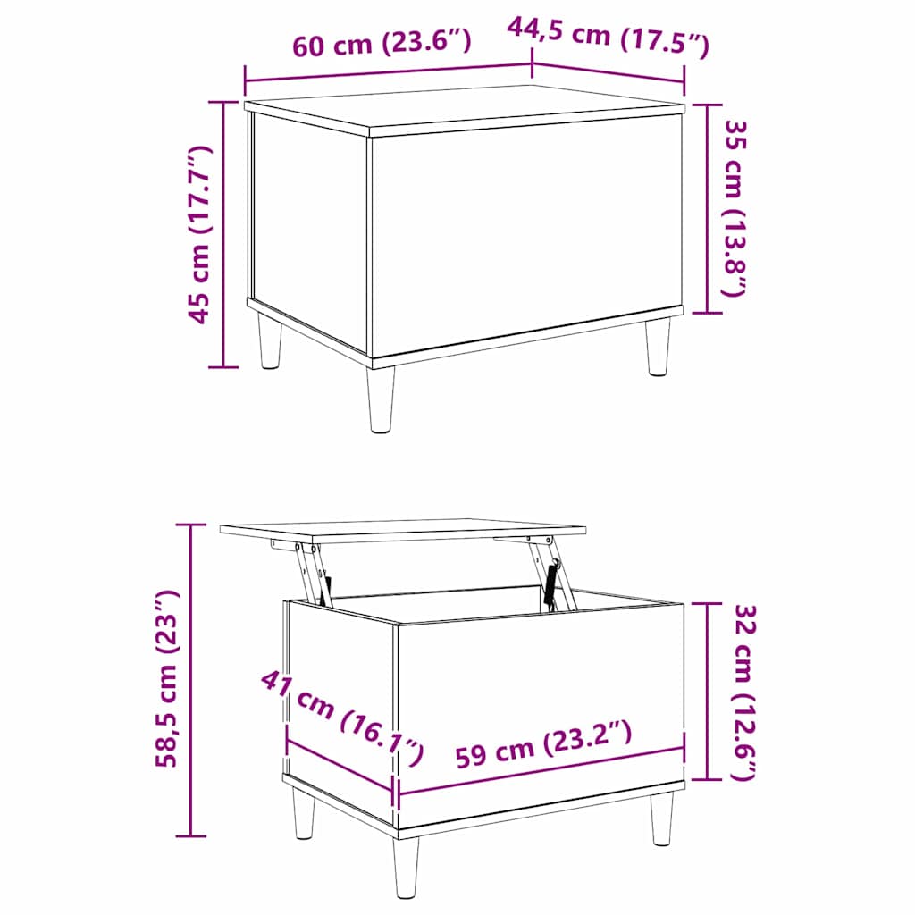 Armário de Cabeceira Carvalho preto 60 x 44.5 x 45 cm