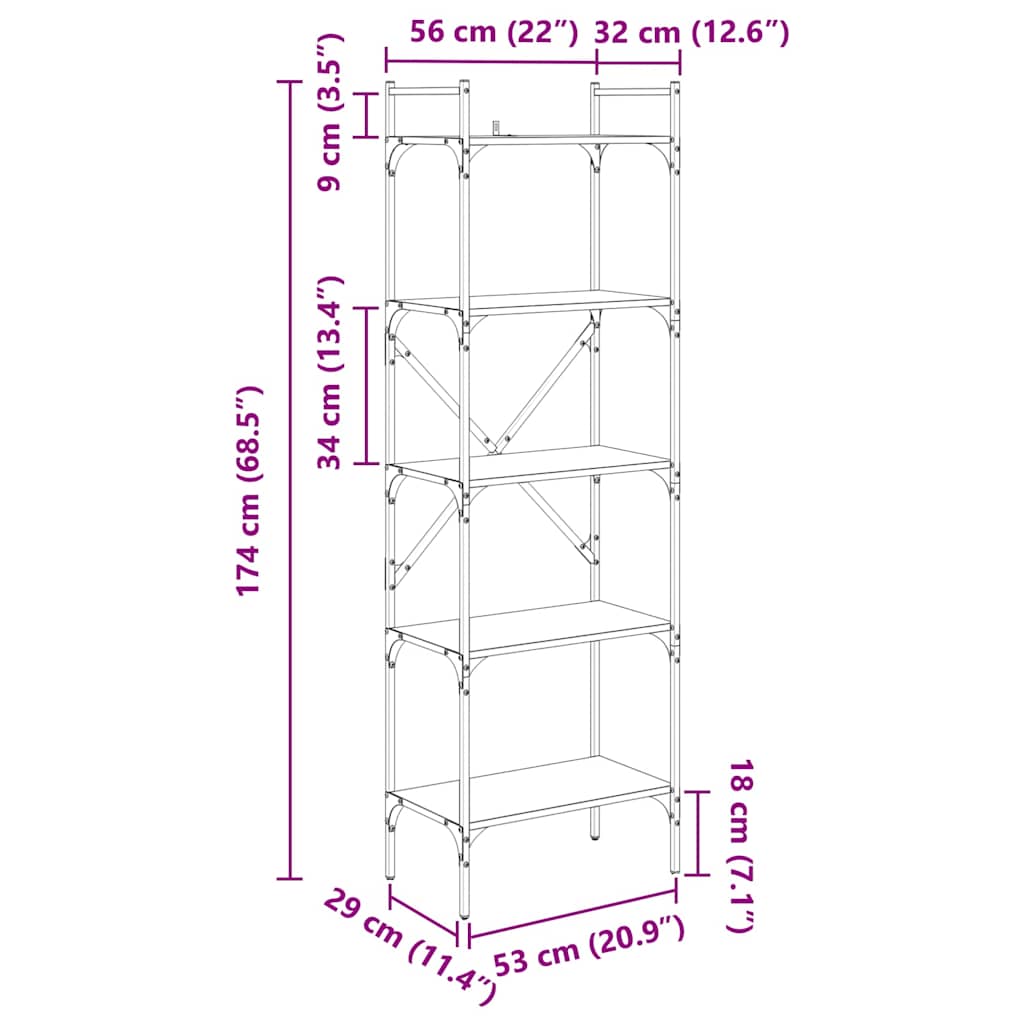 Estante Carvalho Artesanal 56 x 32 x 174 cm Madeira processada