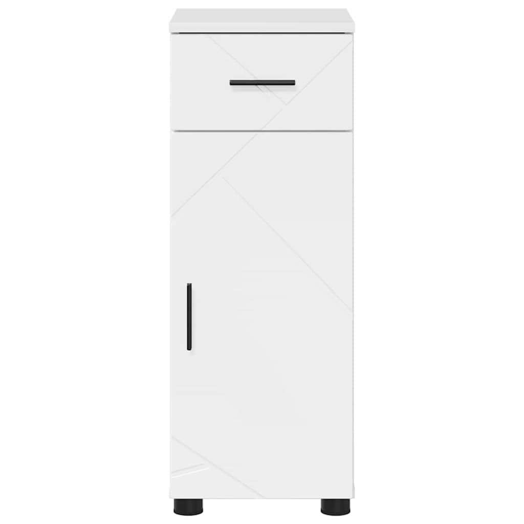 Armário de Banheiro com gaveta Branco brilhante 30 x 35 x 80 cm