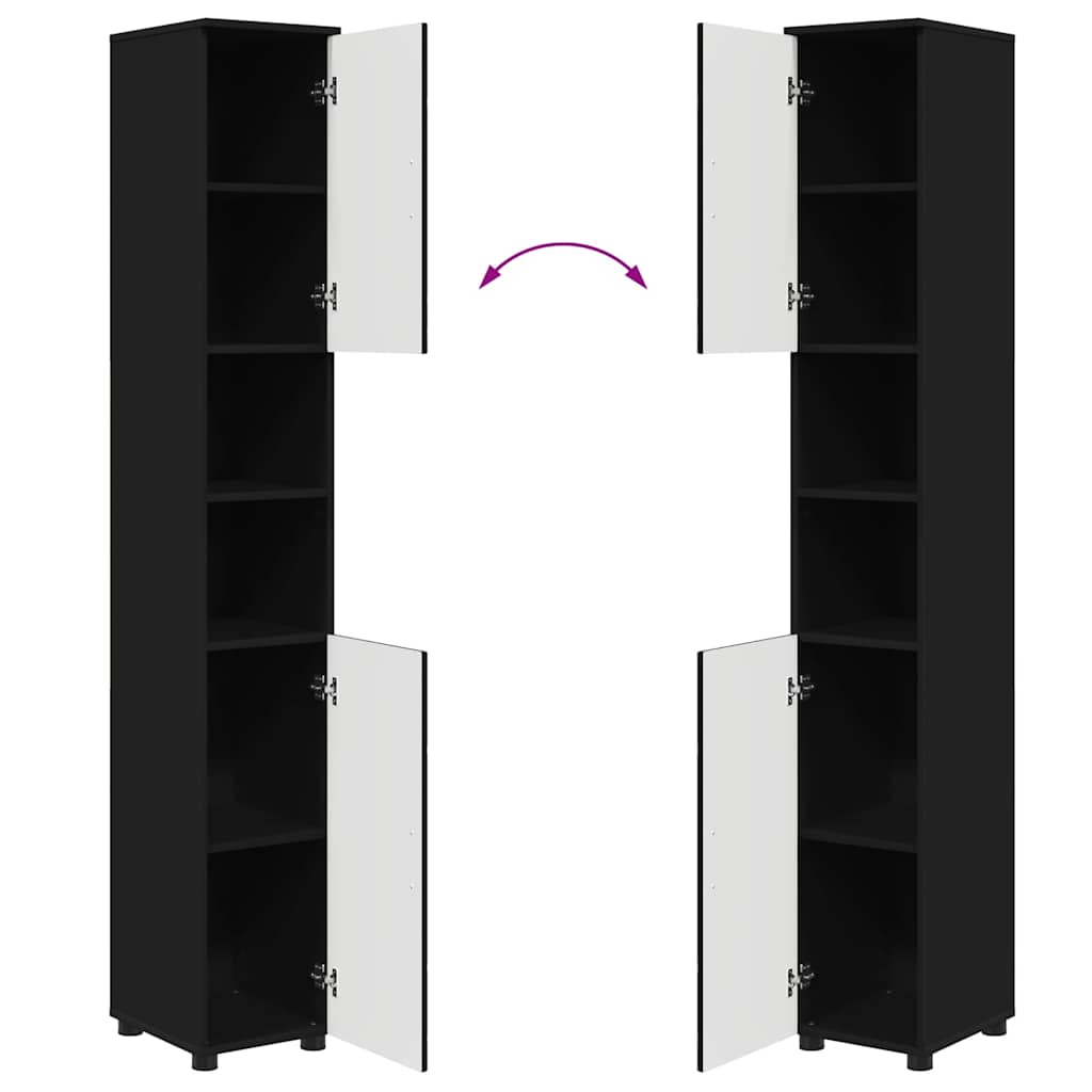 Armário Alto de Banheiro com porta Preto 30 x 35 x 192 cm