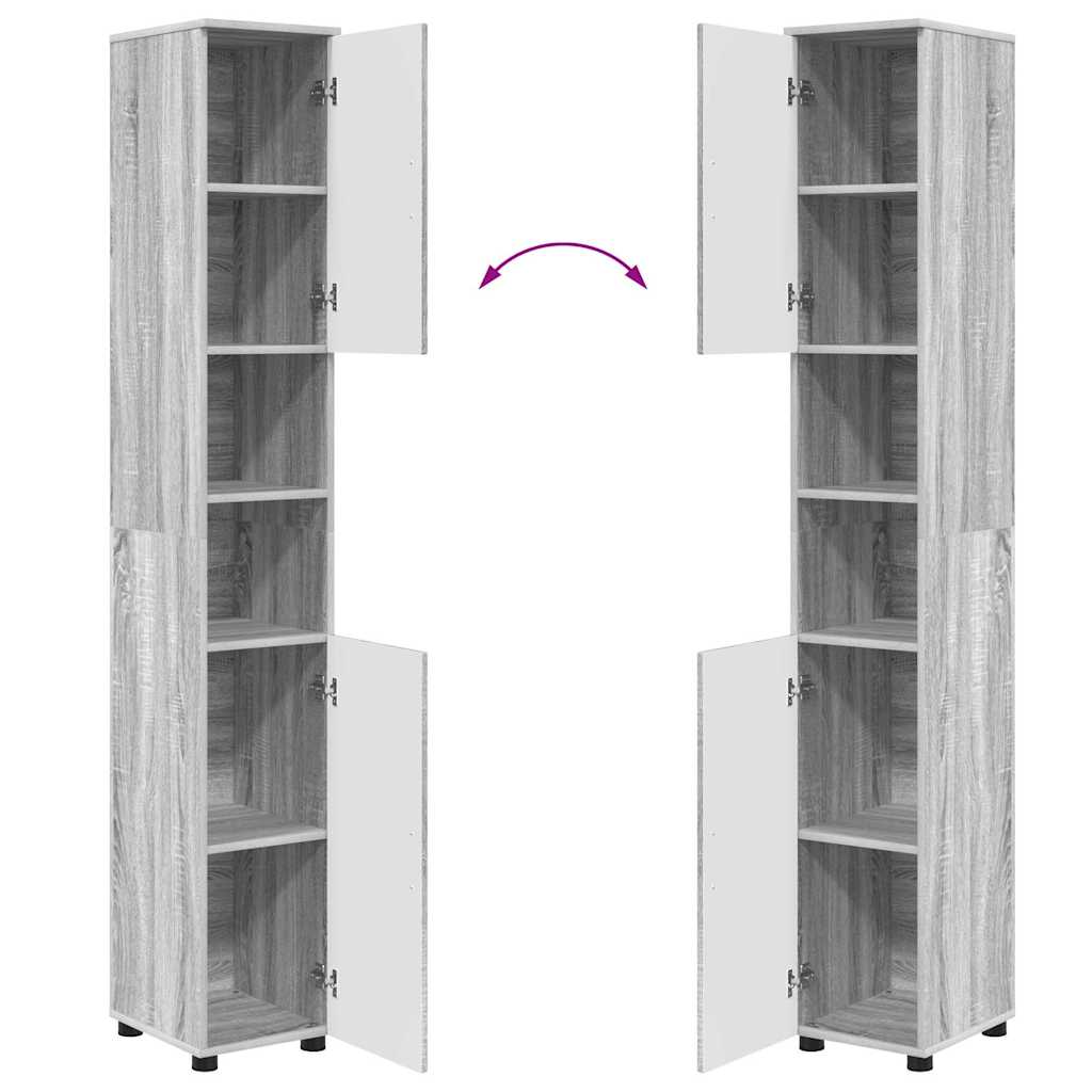 Armário Alto de Banheiro Sonoma cinzento 30 x 35 x 192 cm