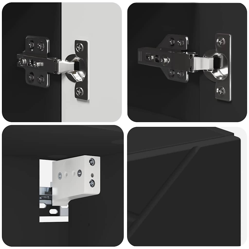 Armário de Espelho Preto 59 x 17 x 55 cm Madeira processada