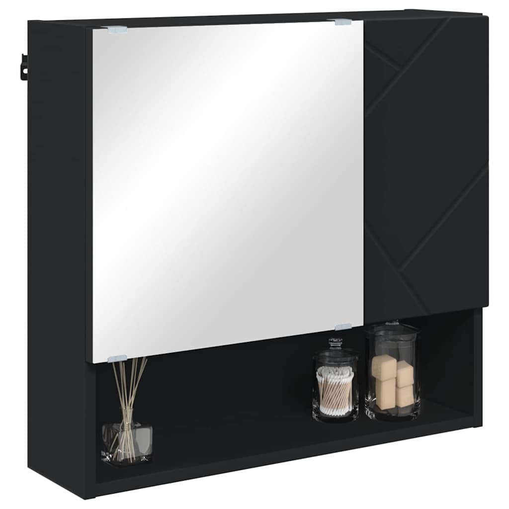 Armário de Espelho Preto 59 x 17 x 55 cm Madeira processada