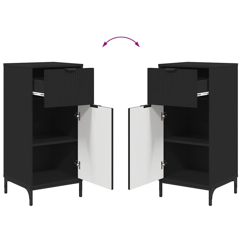 Armário de Banheiro Preto 39.5 x 36 x 88 cm Madeira processada