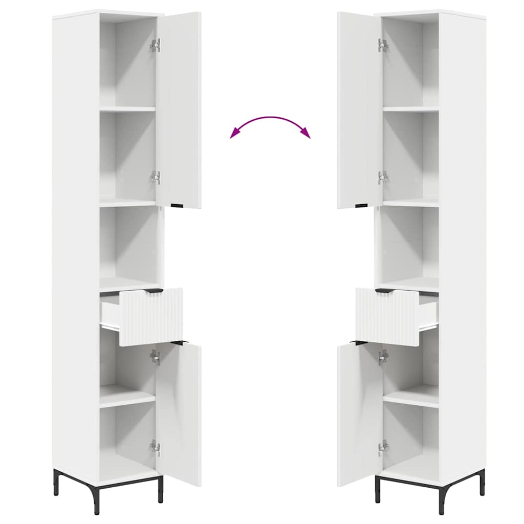 Armário Alto de Banheiro com gaveta Branco 31,5 x 33 x 190 cm