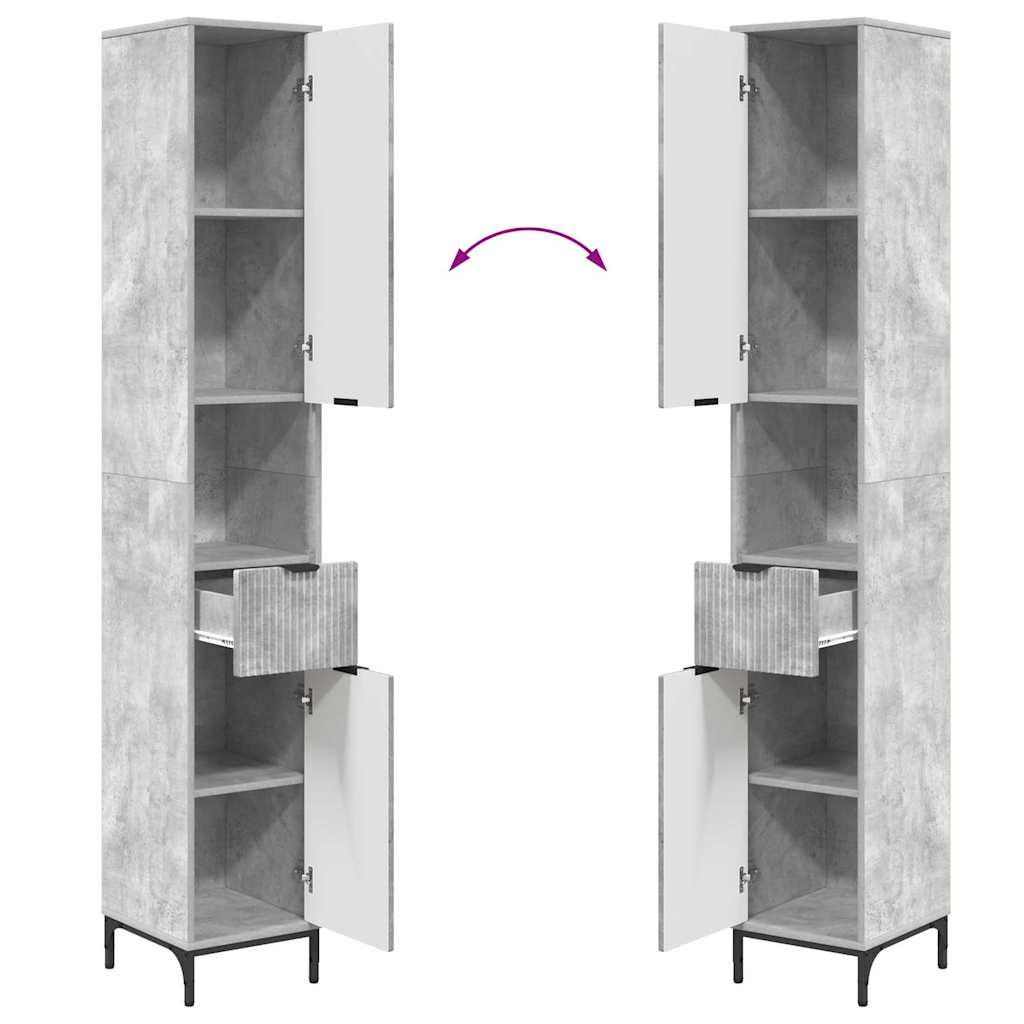 Armário Alto de Banheiro Cinzento cimento 31,5 x 33 x 190 cm