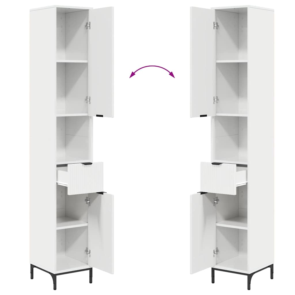 Armário Alto de Banheiro Branco brilhante 31,5 x 33 x 190 cm