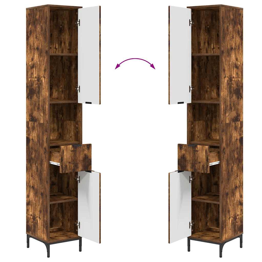 Armário Alto de Banheiro Carvalho fumado 31,5 x 33 x 190 cm