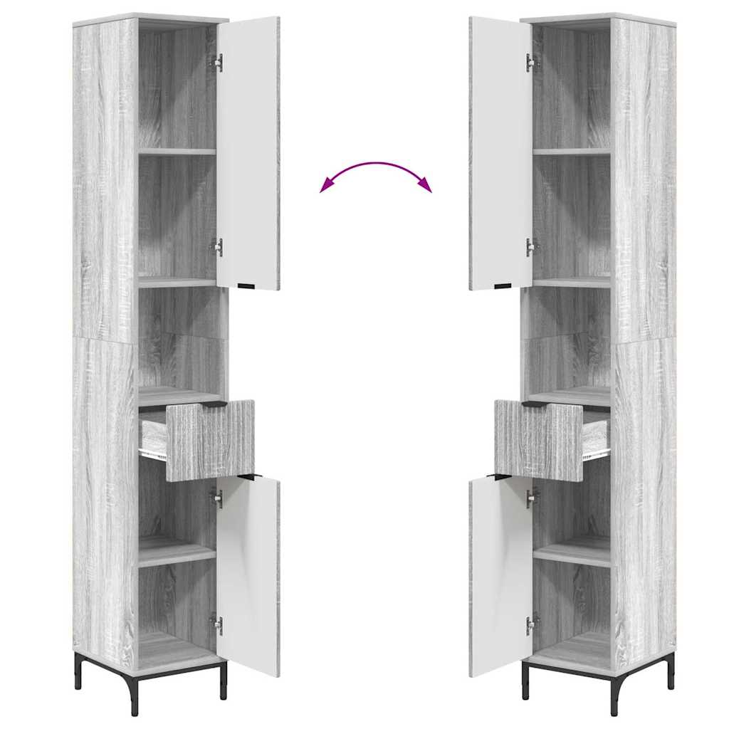 Armário Alto de Banheiro Sonoma cinzento 31,5 x 33 x 190 cm