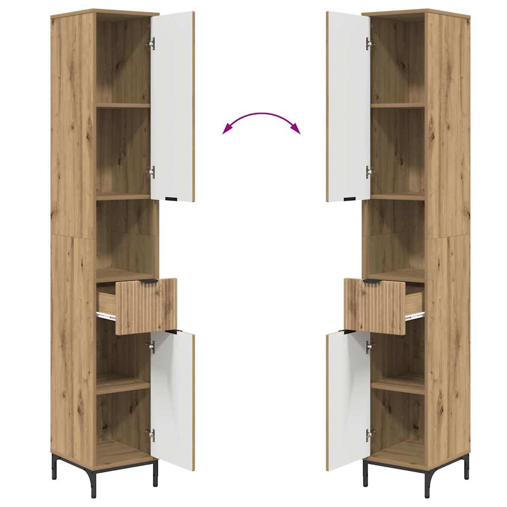 Armário Alto de Banheiro carvalho artisiano 31,5 x 33 x 190 cm