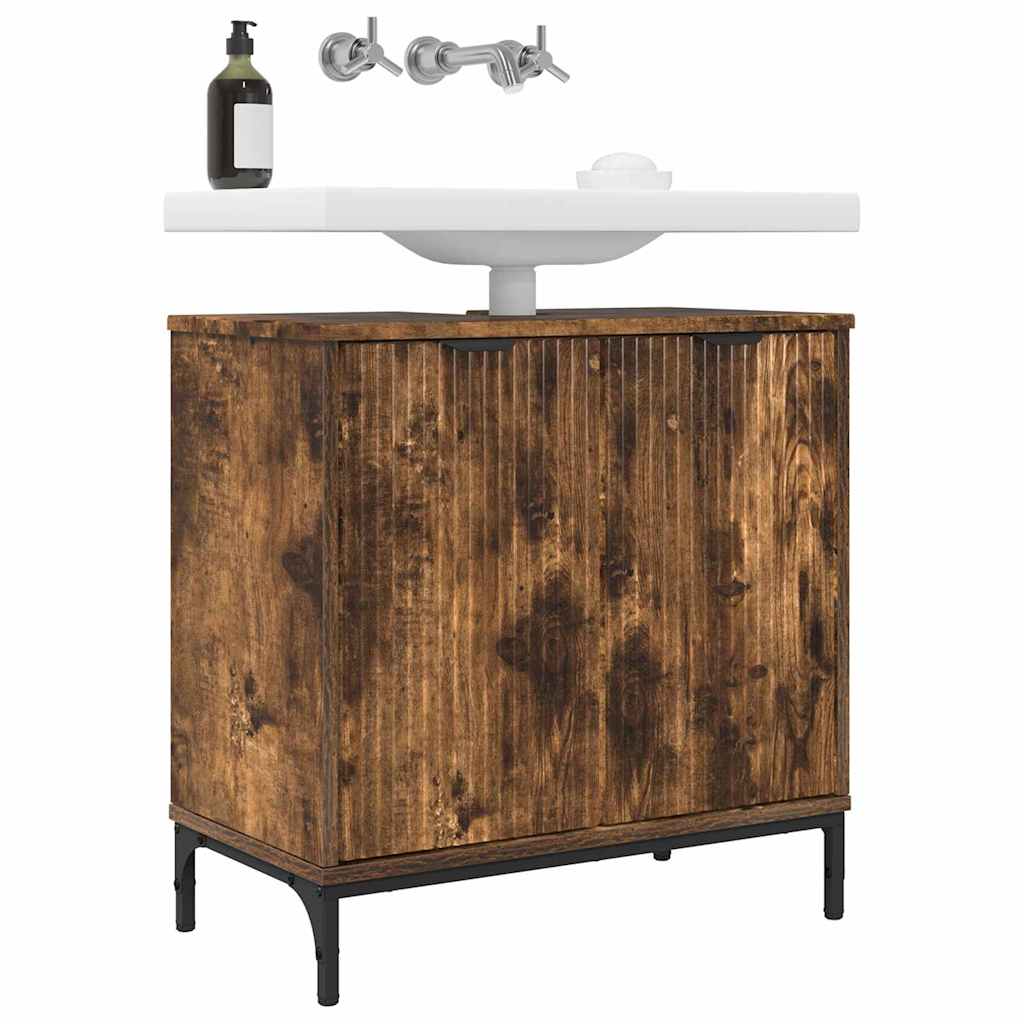 Armário para Pia de Banheiro com armazenamento Carvalho fumado