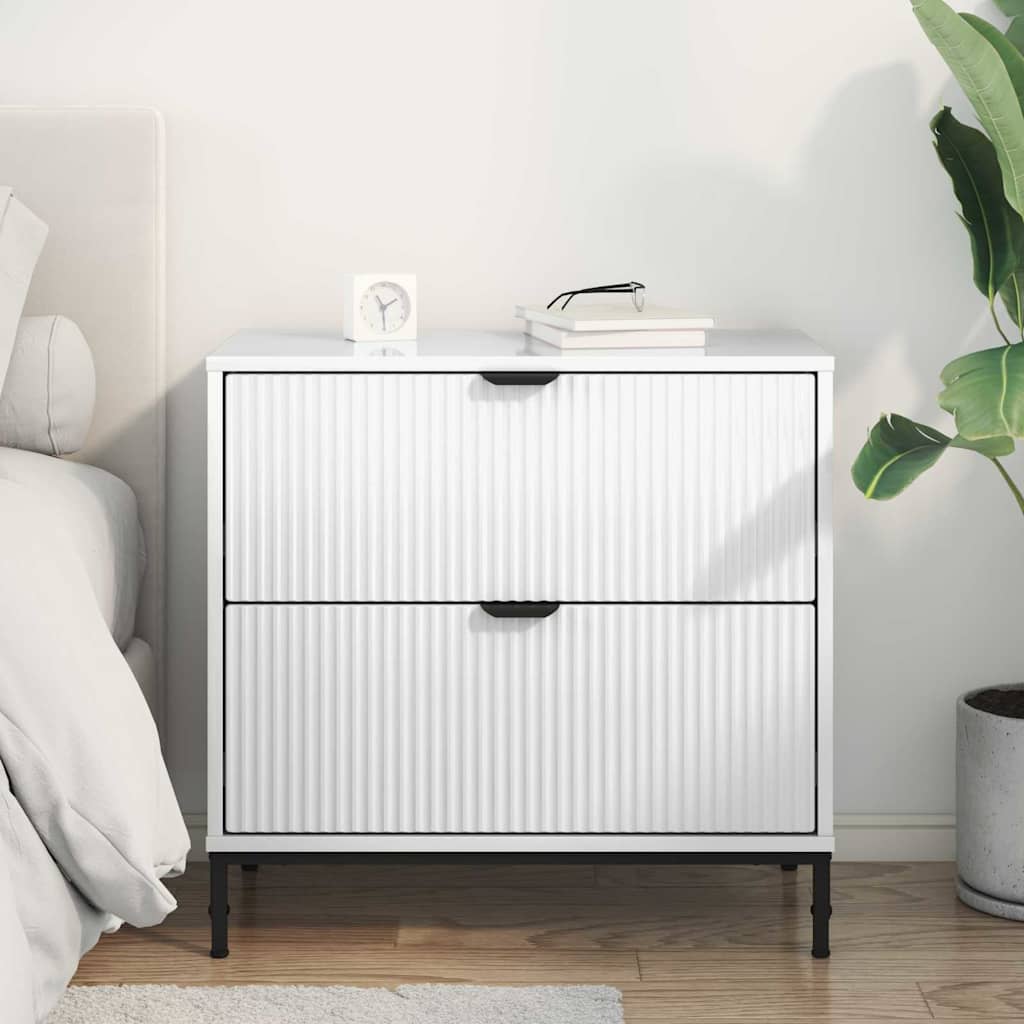 Mesa-de-cabeceira com gaveta Branco brilhante 63.5 x 36 x 61 cm