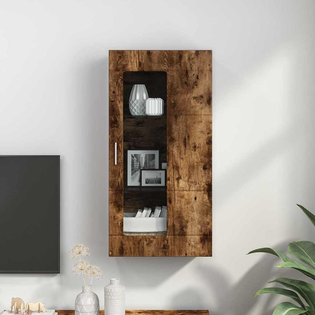 Estante de Parede com porta Carvalho fumado 55 x 29 x 100 cm