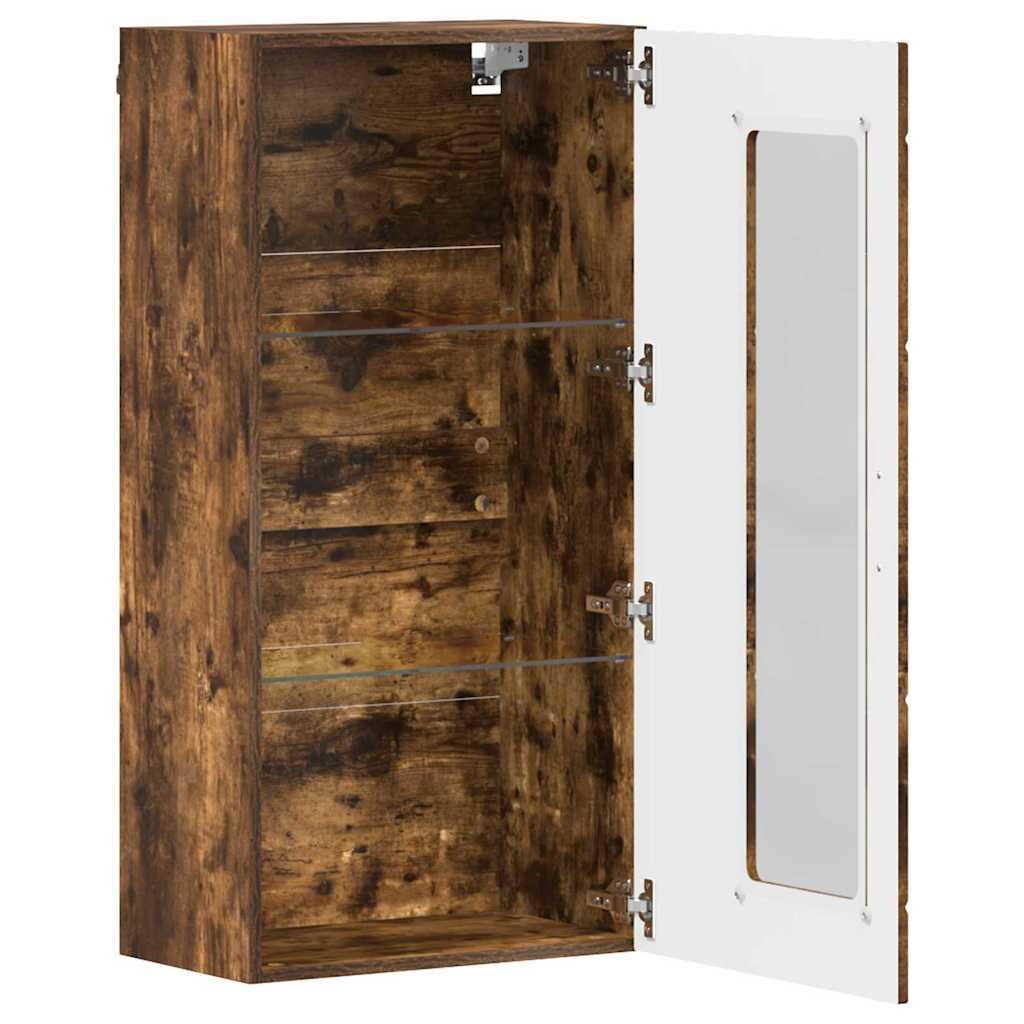 Estante de Parede com porta Carvalho fumado 55 x 29 x 100 cm