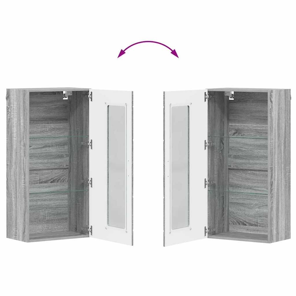 Estante de Parede com porta Sonoma cinzento 55 x 29 x 100 cm