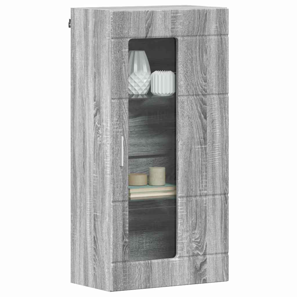 Estante de Parede com porta Sonoma cinzento 55 x 29 x 100 cm