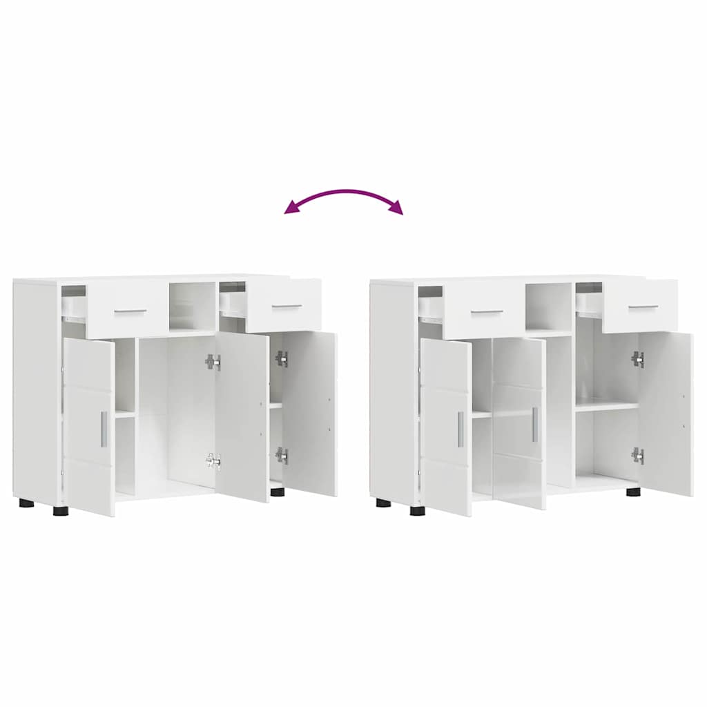 Buffet Branco brilhante 88.5 x 30.5 x 73 cm Madeira processada