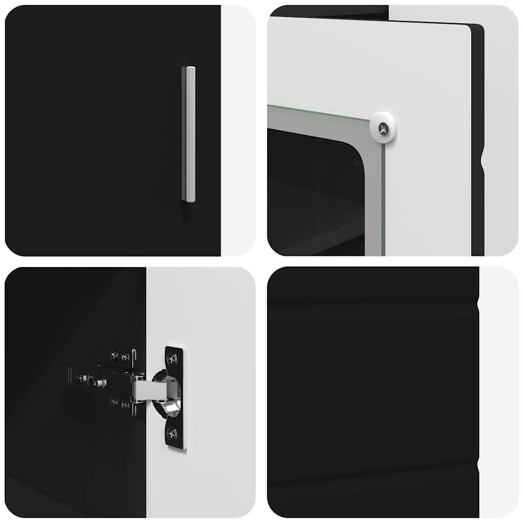 Buffet com porta Preto 55.5 x 29 x 100 cm Madeira processada