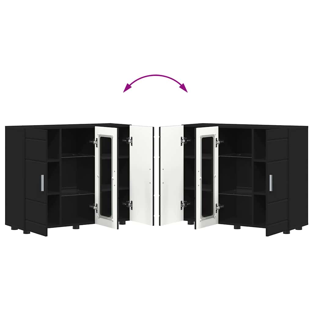 Buffet com porta Preto 55.5 x 29 x 100 cm Madeira processada