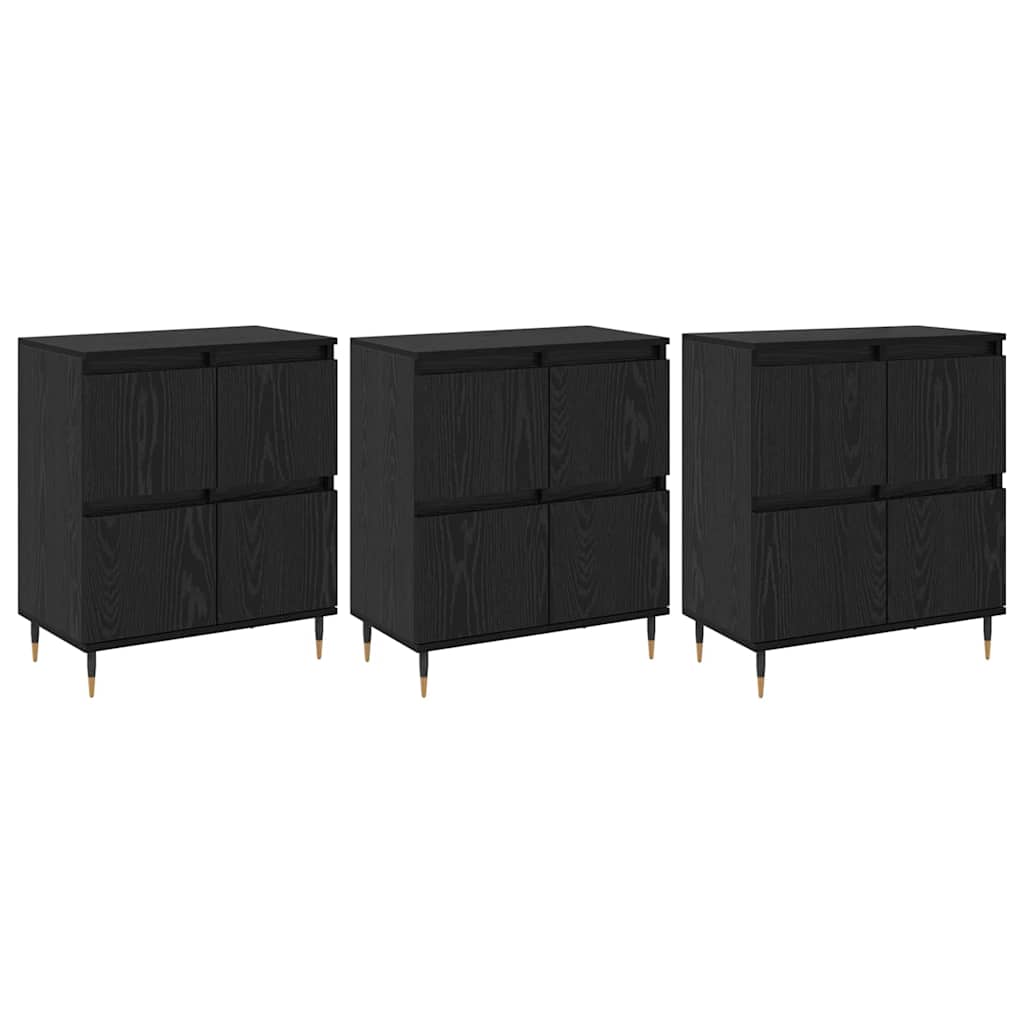 Aparadores 3 pcs Carvalho preto 180 x 35 x 70 cm