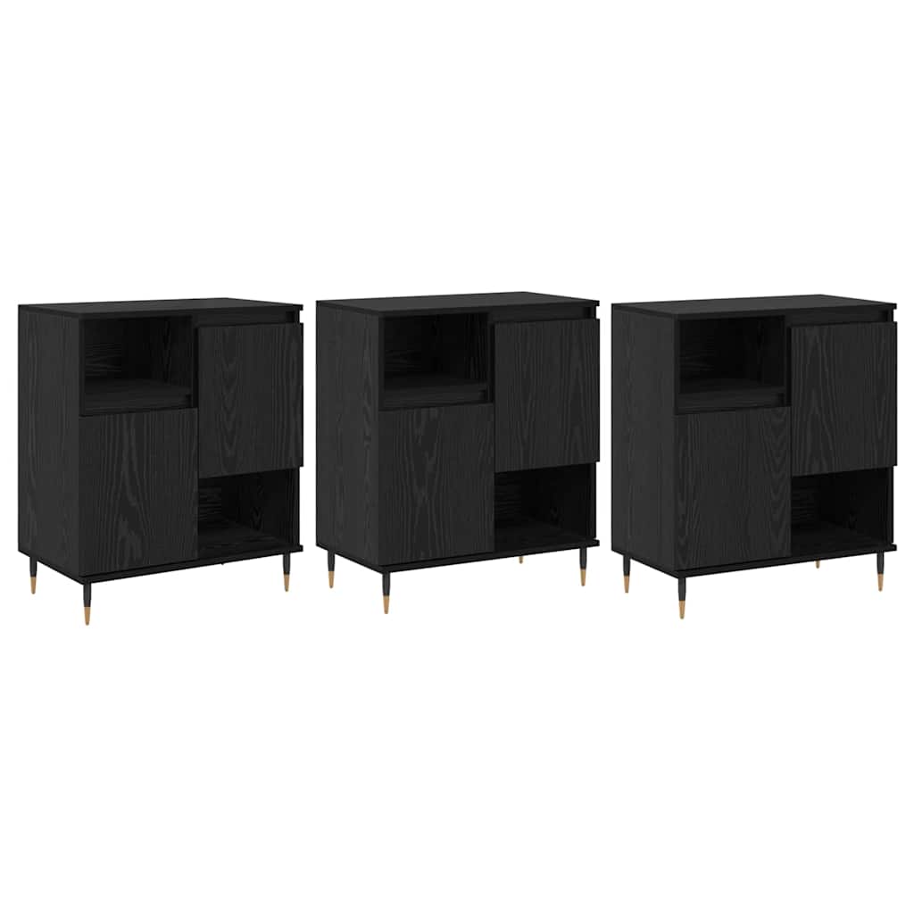 Aparadores 3 pcs Carvalho preto 180 x 35 x 70 cm