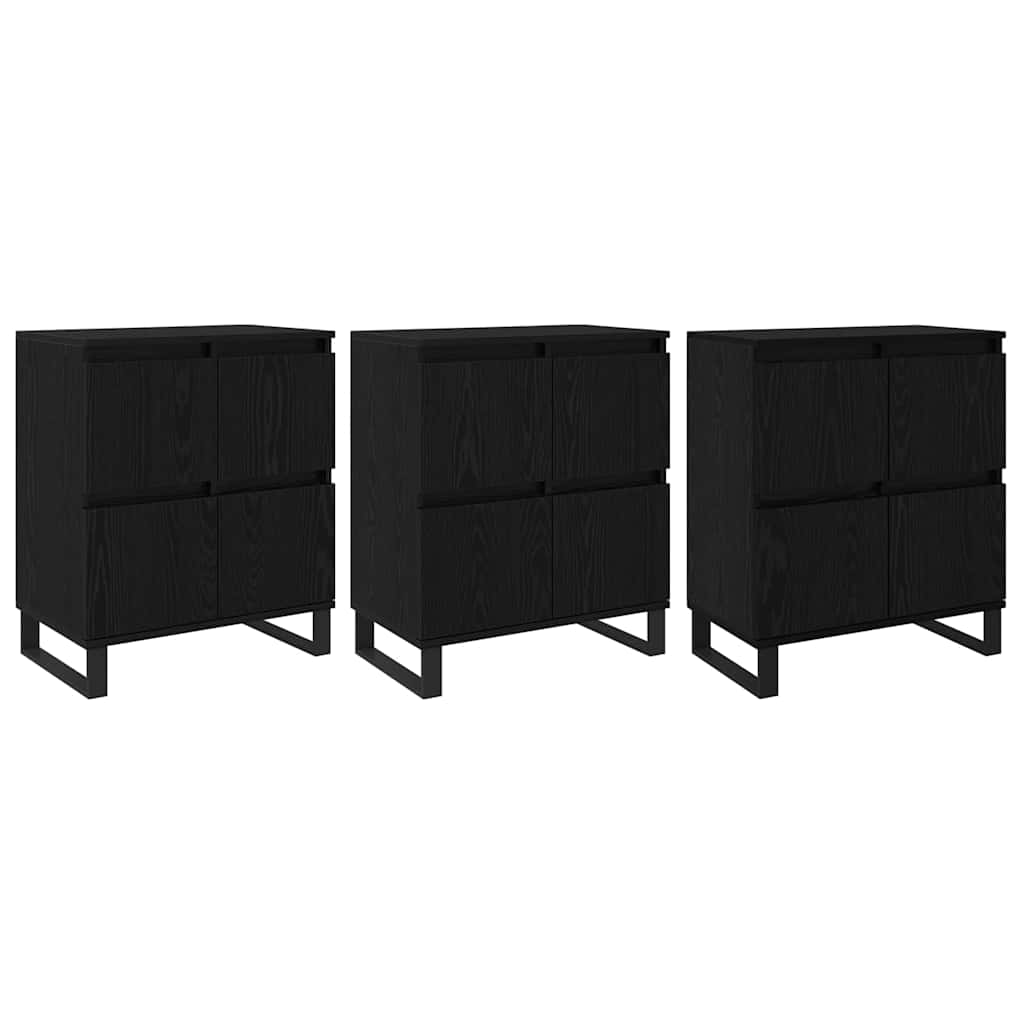 Aparadores 3 pcs Carvalho preto 180 x 35 x 70 cm
