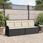 Banco de jardim com almofada Preto Rattan Sintético