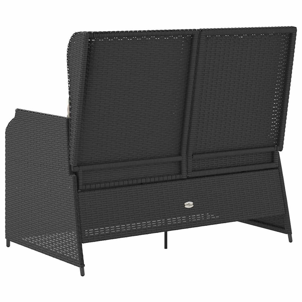 Banco de jardim com almofada Preto Rattan Sintético