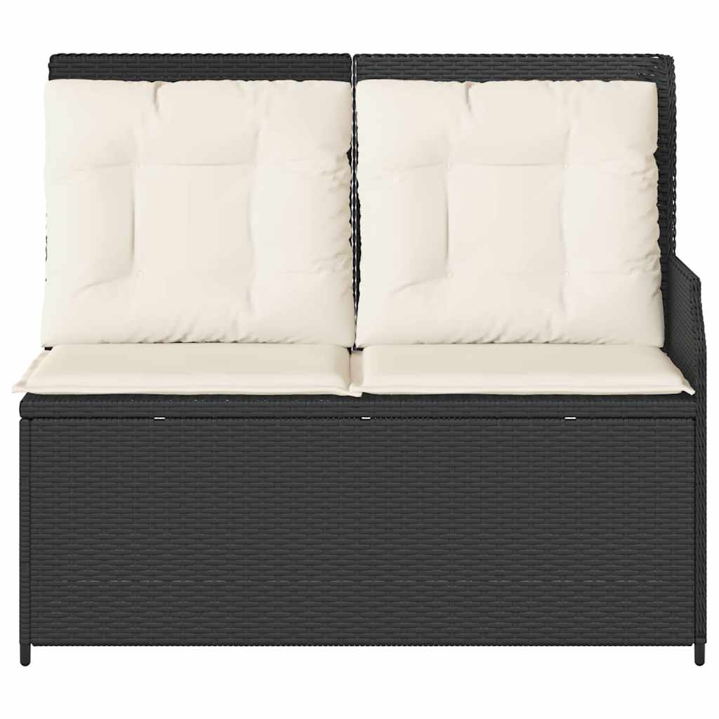 Banco de jardim com almofada Preto Rattan Sintético