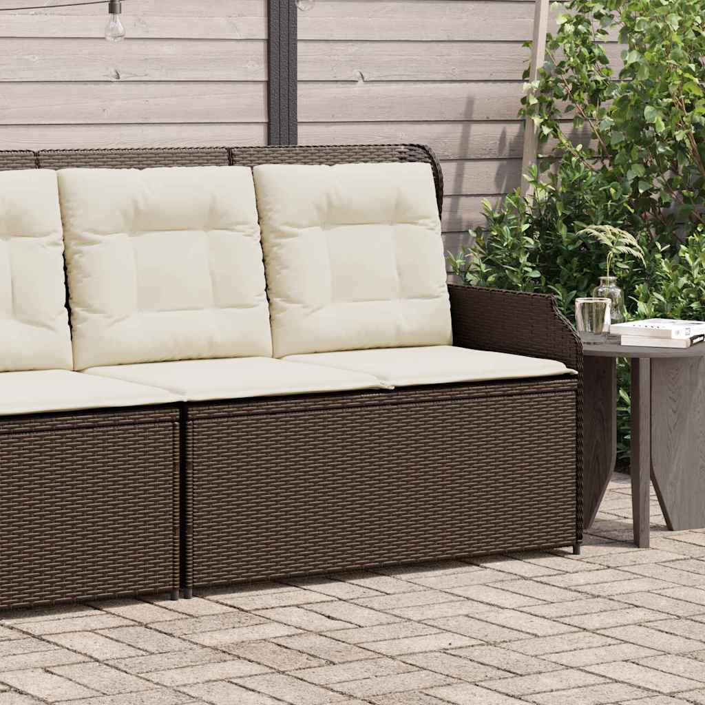 Banco de jardim com almofada Castanho Rattan Sintético