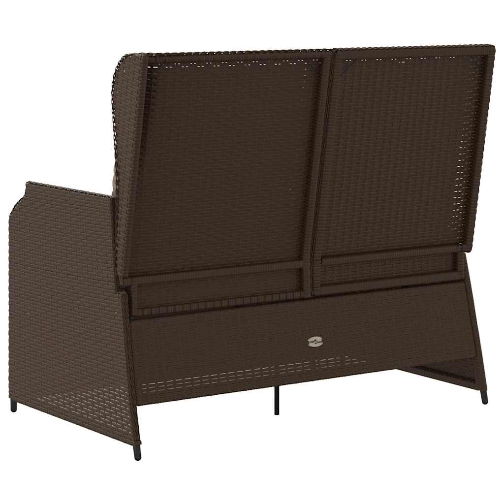 Banco de jardim com almofada Castanho Rattan Sintético